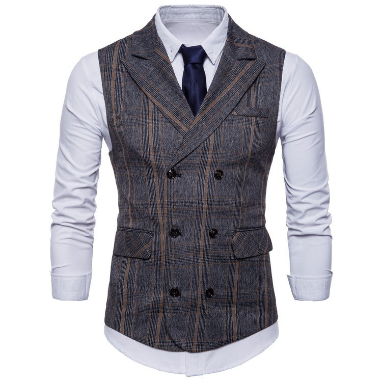 Tuxedo Vests Men Suit Vest Spring Men's Business Casual Plaid Vest