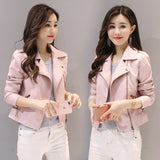 Hot Pink Motorcycle Jacket Spring and Autumn Slim Fit Pink Pu Jacket Biker's Leather Jacket