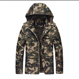 Men Fit Bomber Jacket Windbreaker Moto Street Coat Autumn Hooded Jacket Cotton Camouflage Leisure Cargo Men's Jacket Outdoor Multi-Pocket Jacket