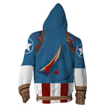 Captain America Hoodie 3D Digital Printing Hooded Cardigan