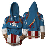 Captain America Hoodie 3D Digital Printing Hooded Cardigan