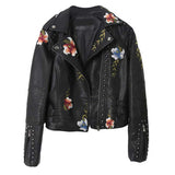 Studded Jackets Spring Embroidered Rivet PU Leather Coat Women's Embroidery Machine Car Coat