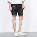 Man Jean Short Men Denim Short Pants Summer Men's Embroidered Denim Shorts Trendy All-Matching Straight Slim Fit