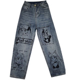 Sailor Moon Jean Anime Print Jeans Denim Pants Fall Anime Print Jeans Casual Loose