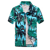 Mens Beach Shirts Men's Printed Beach Short Sleeve Shirt Beach Loose Shirt Hawaiian Vacation Outing Dress