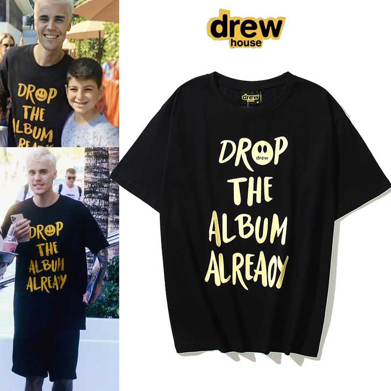 Justin Bieber Drew House T shirt Smiley Face Letter Short Sleeve T-shirt Men and Women Couple round Neck Bottoming Shirt