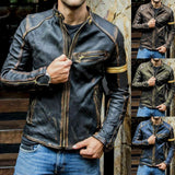 Men's Clothing Leather Coat Teenager Stand Collar Punk Male Motorcycle Leather Men Pu Jacket