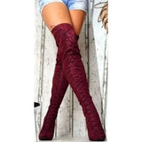 Coachella Cowboy Boots Fall/Winter Pointed-Toe Lace High Heel Boots Over The Knee Boots