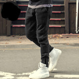 Men's Pleated Slim Fit Biker Jeans Zipper Skinny Pants Trendy Men's Sweatpants Motorcycle Casual Pants
