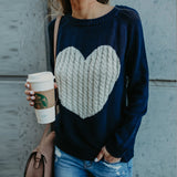 Valentine's Day Outfits Fall/Winter Women's Knitwear round Neck Fashion Pullover Love Sweater for Women