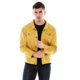 Yellow Denim Jacket Men Jean Coat Men's Denim Jacket Lapel Spring Autumn Slim Stretch Denim plus Size Retro Sports