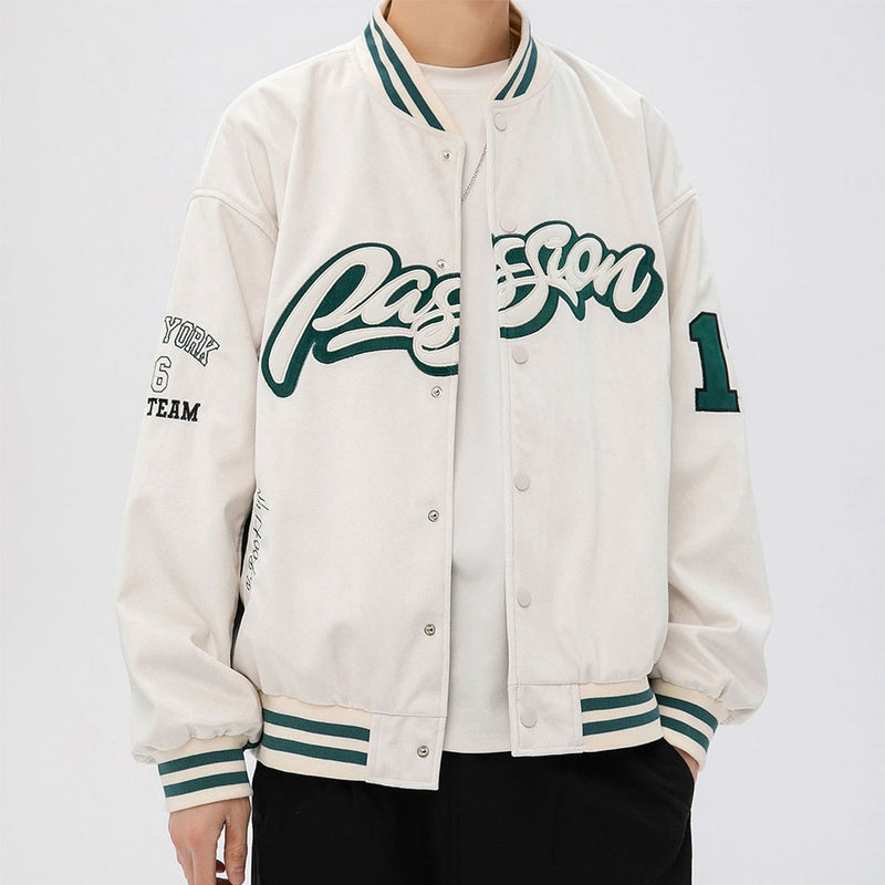 Varsity Jacket for Men Baseball Jackets Men's Spring and Autumn Letters Stand Collar Baseball Uniform Baggy Coat