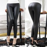 Faux Leather Pants Autumn and Winter High Waist PU Leather Pants Bright Leather Leggings High Elastic Cropped Pants