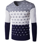 Men's Clothing Autumn and Winter V-neck Contrast Color Fit Thermal Sweater Men's Fashion Sweater Thin Men Pullover Sweaters