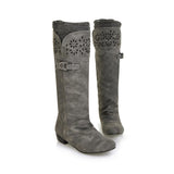 Coachella Cowboy Boots Autumn and Winter High-Top Flat Knight Hollow-out Lace Boots