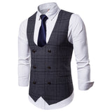 Mens Dress Vests Business Waistcoat Autumn European Size Fashion Plaid Business Vest