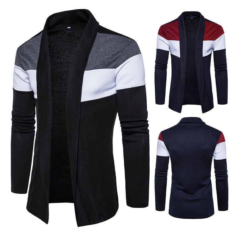Men's Fashion Popular Contrast Color Knitwear Cardigan Casual Coat Men Cardigan Sweater