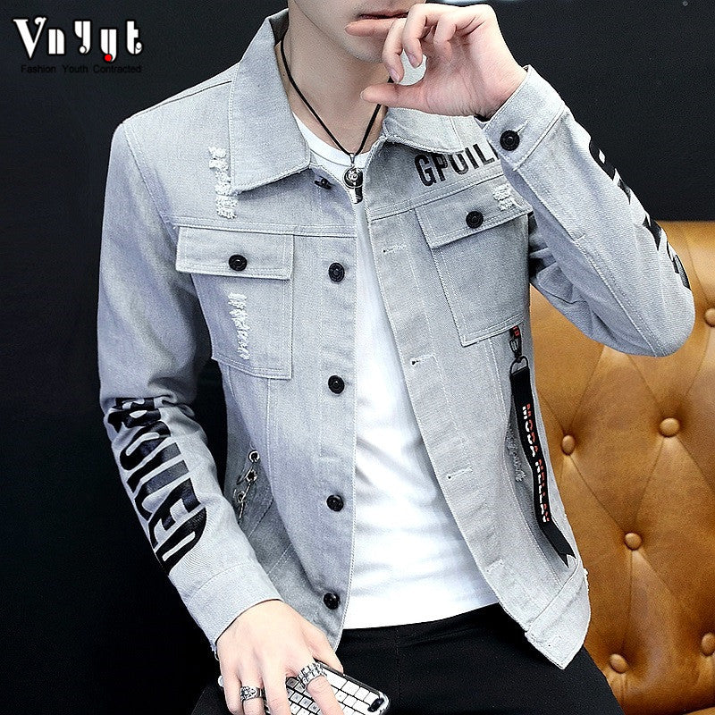 Men's Thin Jacket Men's Denim Jacket Spring Summer Cool Men's Denim Jacket Large Size Loose Men Denim Jacket