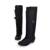 Coachella Cowboy Boots Autumn and Winter High-Top Flat Knight Hollow-out Lace Boots