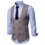 Mens Dress Vests Business Waistcoat Autumn European Size Fashion Plaid Business Vest