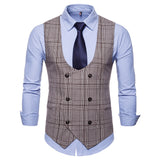 Mens Dress Vests Business Waistcoat Autumn European Size Fashion Plaid Business Vest