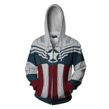 Captain America Hoodie Avengers 3D Digital Printed Full-Zip Cardigan