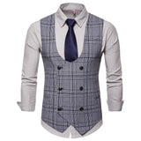 Mens Dress Vests Business Waistcoat Autumn European Size Fashion Plaid Business Vest