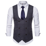Mens Dress Vests Business Waistcoat Autumn European Size Fashion Plaid Business Vest