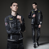 Cotton Solid Men's Denim Trucker Jacket Mens Spring Autumn Casual Slim Fit Bomber Jackets Men Jean Coat Mens Outwear Male Cowboy Fall/Winter Slim Fashion Denim Jacket Denim Jacket Clothes