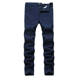 Straight Leg Jeans Slim Trouser Skinny Jean Men's Elastic Straight Jeans Casual Solid Color Slim Trousers