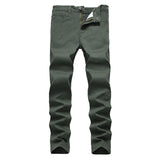 Straight Leg Jeans Slim Trouser Skinny Jean Men's Elastic Straight Jeans Casual Solid Color Slim Trousers