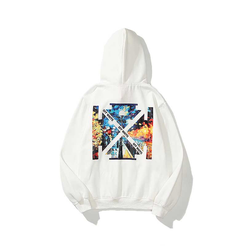 Autumn Winter Street Street Lamp Arrow Pattern Velvet Padded Hooded Sweatshirt Men And Women Same Style