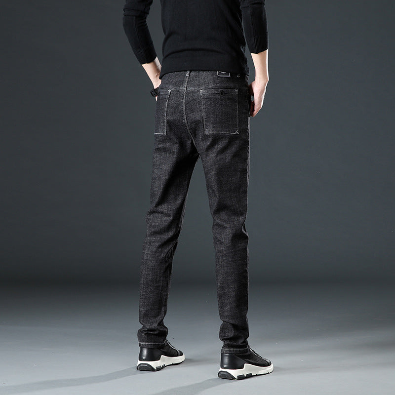 Relaxed Tapered Jean Autumn and Winter Cotton Elastic plus Size Harem Jeans Men's Men Jeans