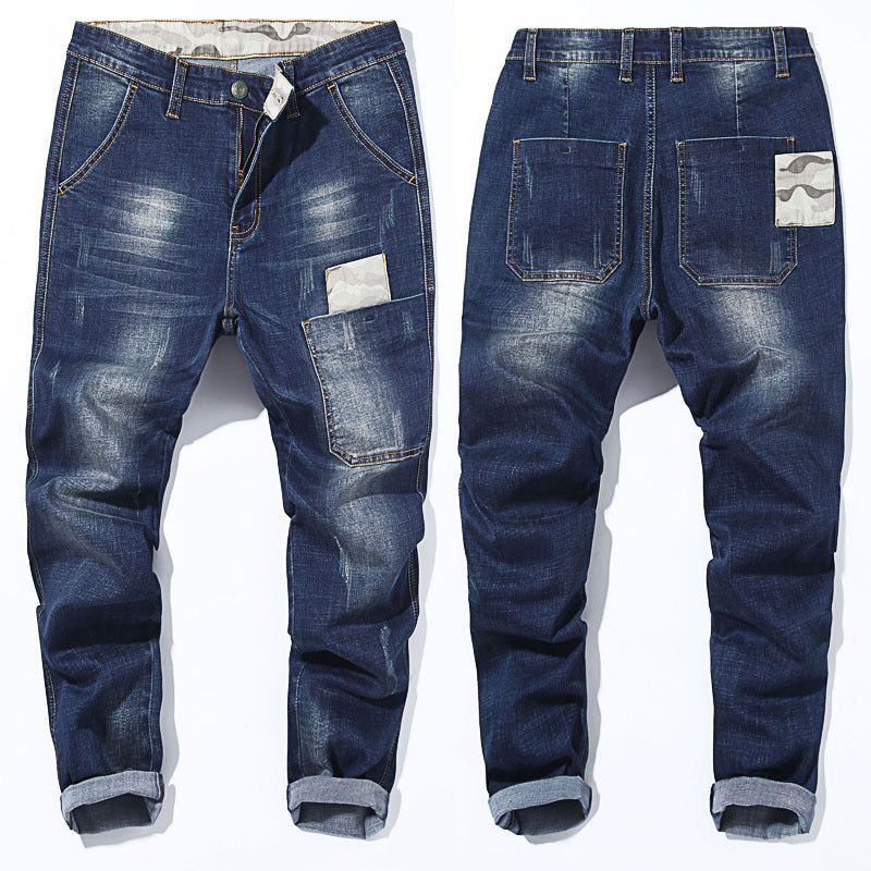 Relaxed Tapered Jean Autumn and Winter Jeans Men's Loose plus Size Harem Pants Casual Pants Men