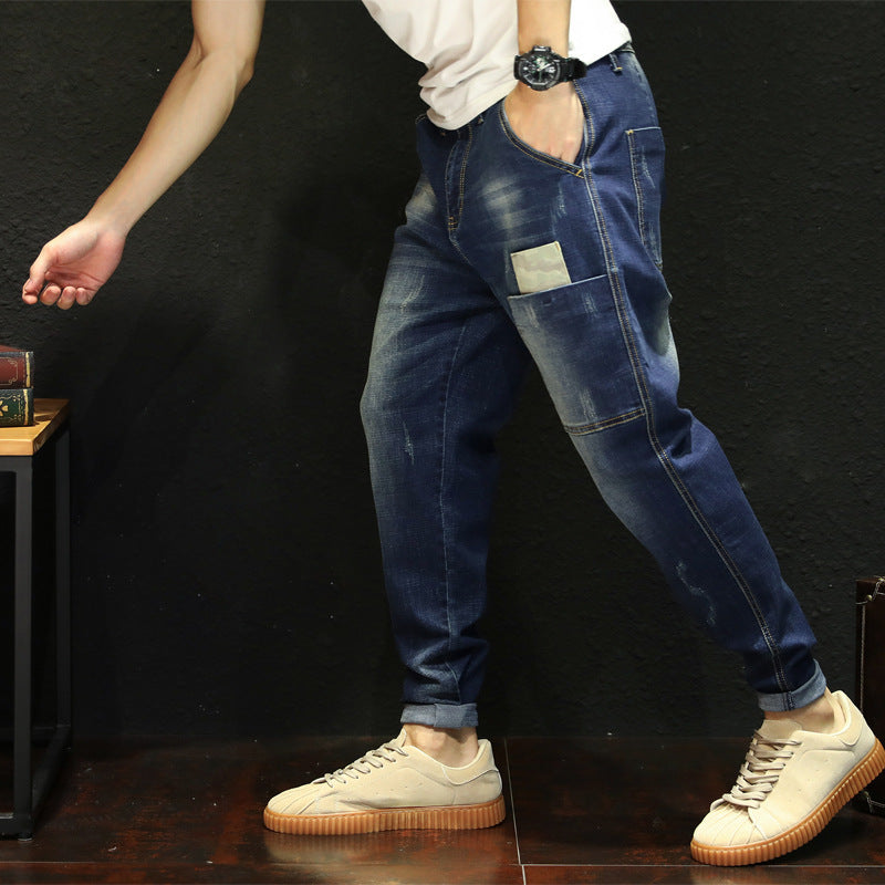 Relaxed Tapered Jean Autumn and Winter Jeans Men's Loose plus Size Harem Pants Casual Pants Men