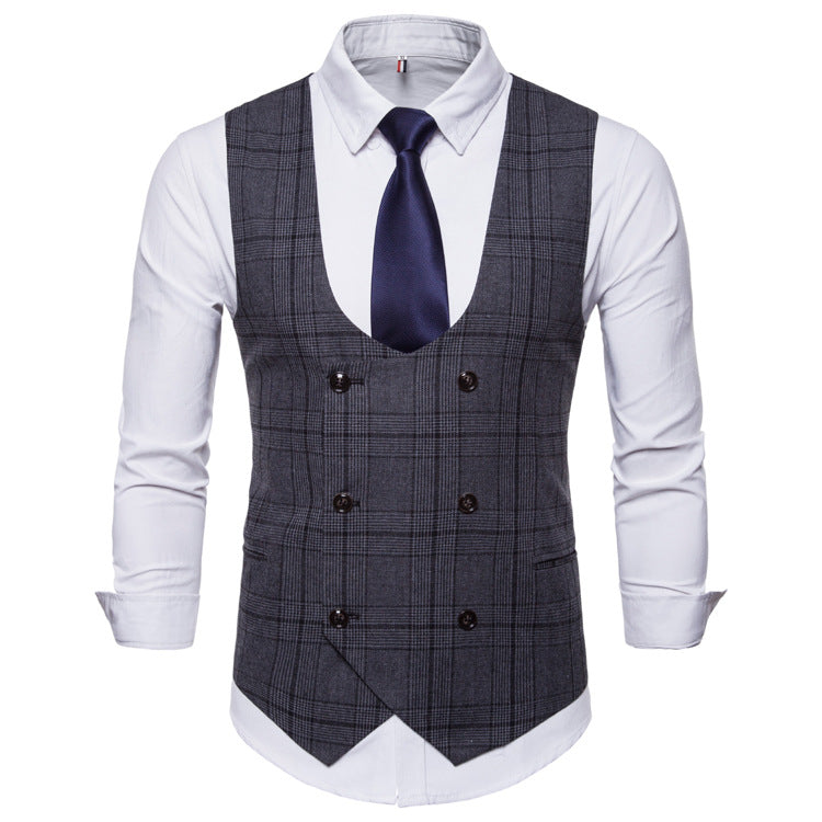 Tuxedo Vests Men Suit Vest Men's Casual Plaid Business Vest