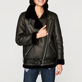 Urban Leather Jacket Single Women's Leather Jacket Autumn and Winter Three-Color Thickened Faux Fur Motorcycle Clothing Coat