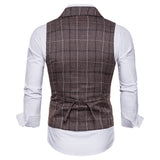 Tuxedo Vests Men Suit Vest Fall/Winter Slim Plaid Suit Collar Plaid Vest