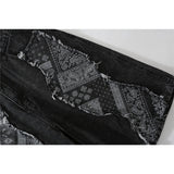 Mens Jean Shorts Stitching Paisley Denim Shorts Men's High Street Fashion Brand Street Fashion Loose Shorts