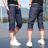 Men's Capris Pants Below The Knee Shorts Summer Trendy Casual Pants Denim Shorts Men's Straight