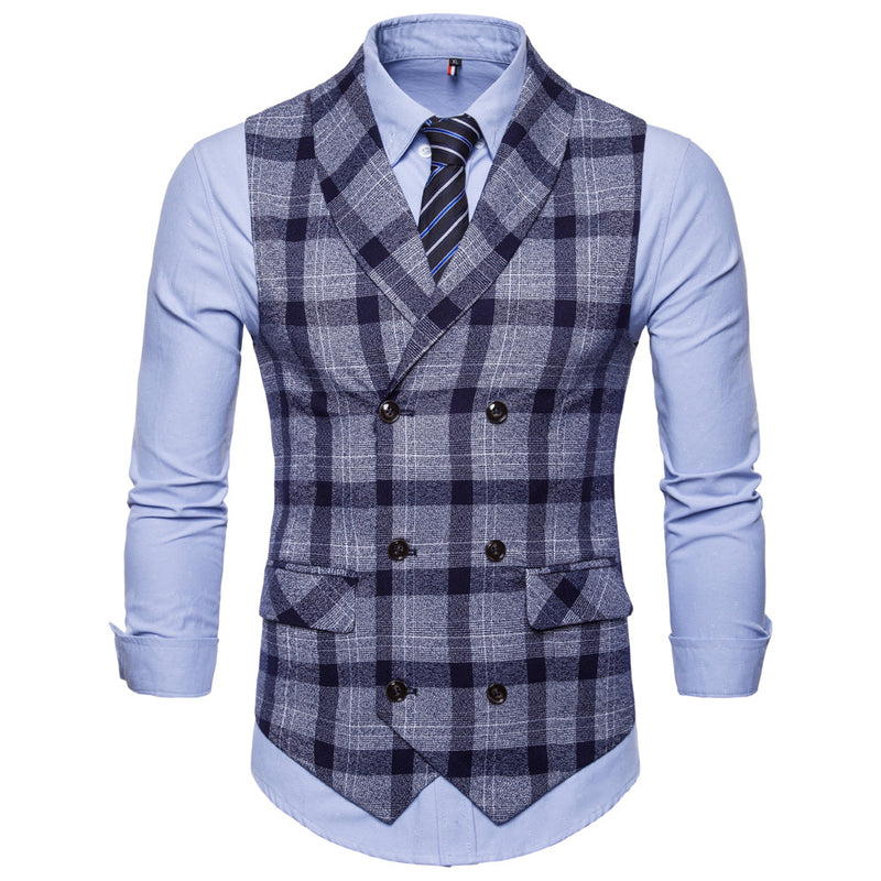 Tuxedo Vests Men Suit Vest Men's Vest Plaid Double Breasted Vest
