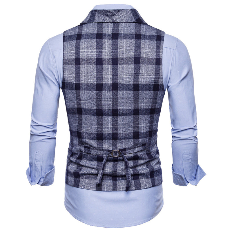 Tuxedo Vests Men Suit Vest Men's Vest Plaid Double Breasted Vest