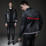 Cotton Solid Men's Denim Trucker Jacket Mens Spring Autumn Casual Slim Fit Bomber Jackets Men Jean Coat Mens Outwear Male Cowboy Fall/Winter Slim Fashion Denim Jacket Denim Jacket Clothes