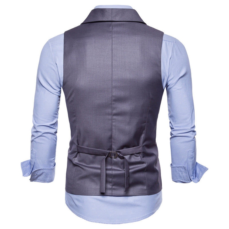 Tuxedo Vests Men Suit Vest Men's Casual Solid Color Double Breasted Vest Autumn