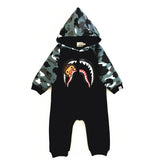 A Ape Print Toddler Romper Jumpsuit Romper Cotton Sweater Fleece-Lined Baby Jumpsuit