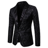 Mens Prom Suits Men's Autumn and Winter Solid Color Large Jacquard Fashion Design Formal Wear Men's Lapel Suit