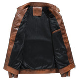 Two Tone Leather Jacket Autumn and Winter Stand Collar Motorcycle Men PU Leather Coat