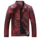 Two Tone Leather Jacket Autumn and Winter Stand Collar Motorcycle Men PU Leather Coat