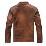 Two Tone Leather Jacket Autumn and Winter Stand Collar Motorcycle Men PU Leather Coat