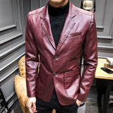 Hand Painted Leather Jackets Autumn Leather Coat Suit Casual Jacket Lapel Leather Suit